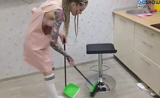 Fucking Countertop Fun with Tattoos and Stockings